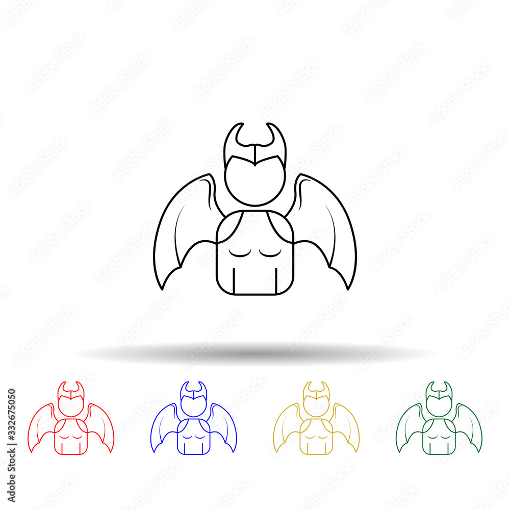 Poster avatar of the demon girl multi color icon. simple thin line, outline vector of angel and demon icons