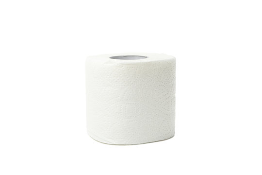 Single toilet paper isolated on white background