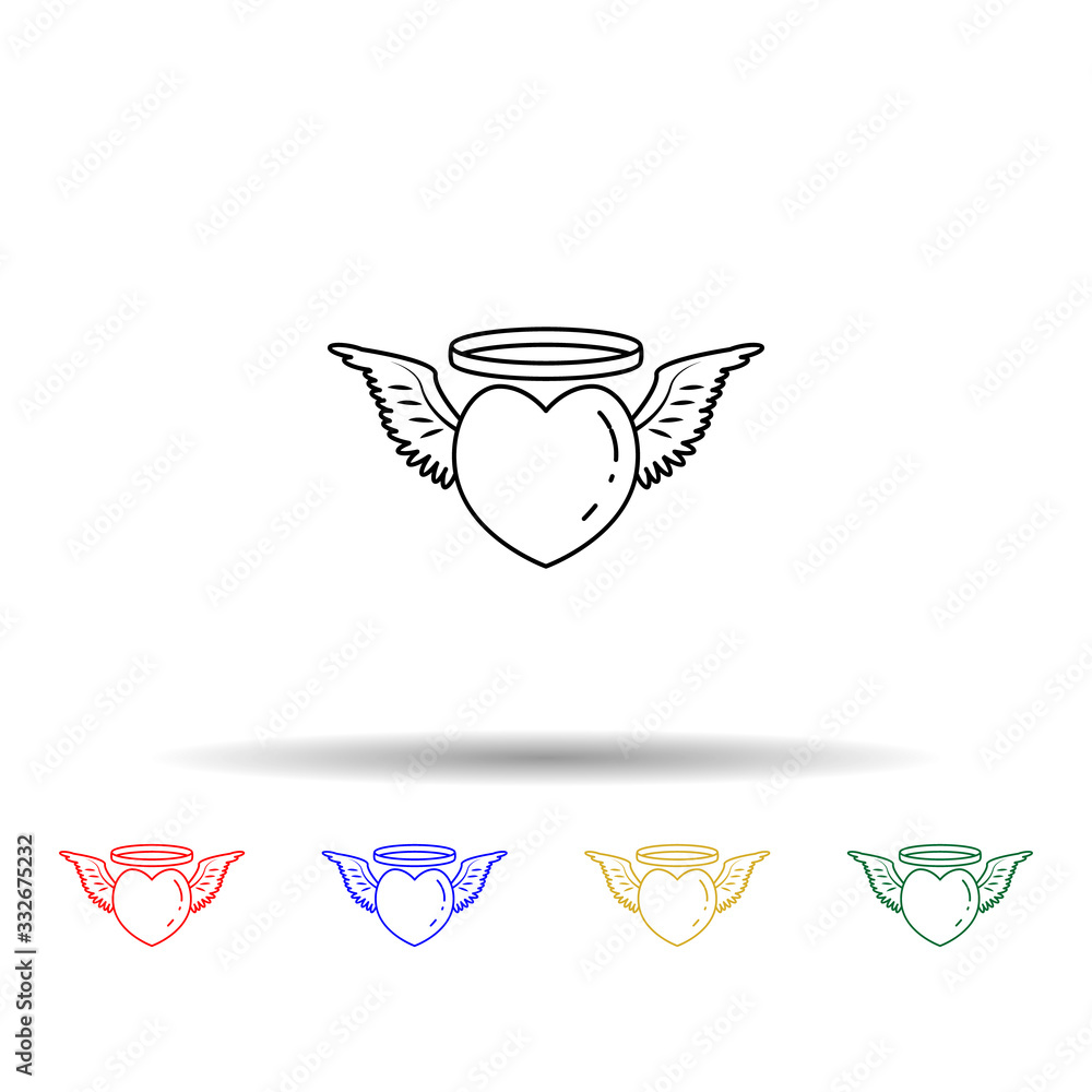 Poster angelic heart multi color icon. simple thin line, outline vector of angel and demon icons for ui and