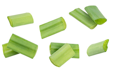 chopped green onions on white