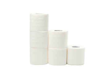 Group of toilet paper isolated on white background