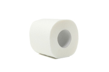 Single toilet paper isolated on white background