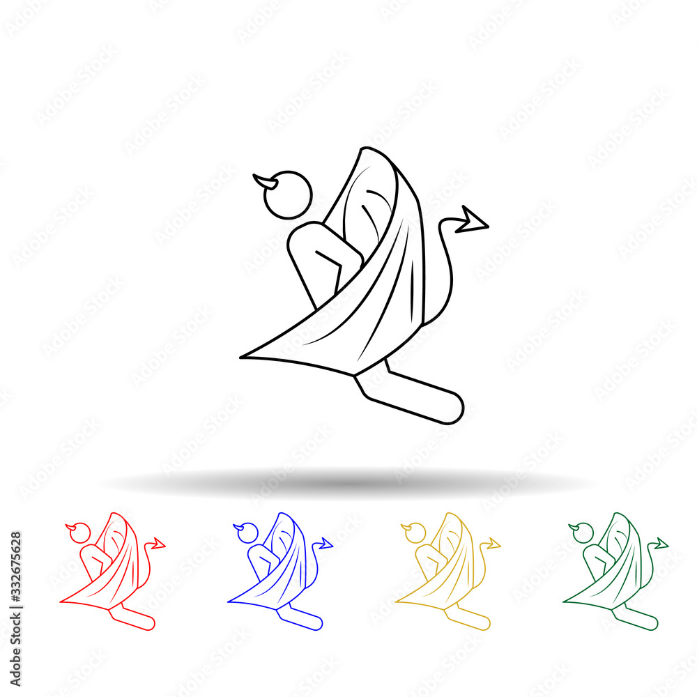 Aufkleber flying demon multi color icon. simple thin line, outline vector of angel and demon icons for ui and 