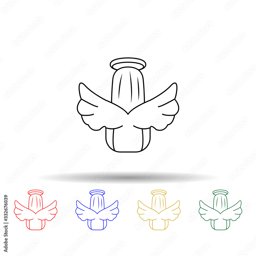 Poster angel from the back multi color icon. simple thin line, outline vector of angel and demon icons for 