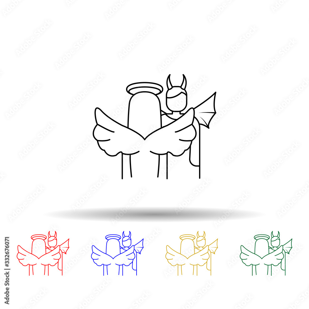 Poster angel and demon multi color icon. simple thin line, outline vector of angel and demon icons for ui a