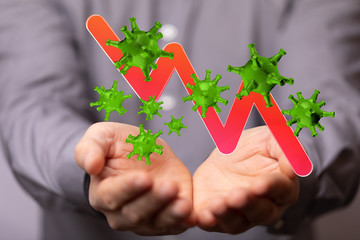 Financial stock graph has down from virus corona outbreak..