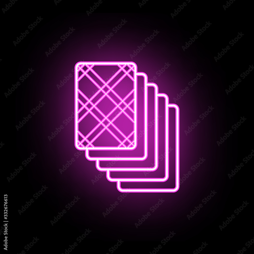 Poster deck of cards on the back neon icon. simple thin line, outline vector of casino icons for ui and ux,