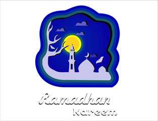 Ramadan kareem  banner Paper cut design