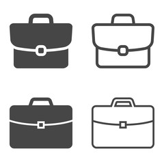 Briefcase icon. Set of Briefcase icons isolated on white background. Vector illustration. Flat and line design styles.