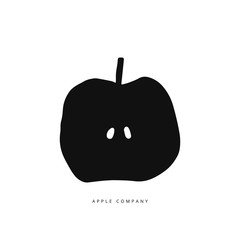 Hand drawn flat apple shape. Simple fruit logo. Apple icon
