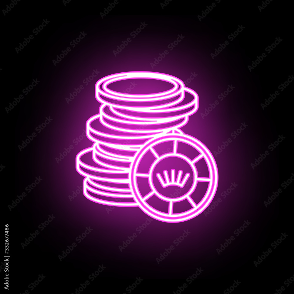 Aufkleber stack of game chips neon icon. simple thin line, outline vector of casino icons for ui and ux, websi
