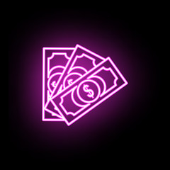 Money bills neon icon. Simple thin line, outline vector of casino icons for ui and ux, website or mobile application