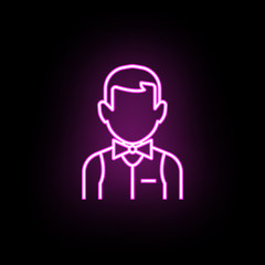 Croupier neon icon. Simple thin line, outline vector of casino icons for ui and ux, website or mobile application