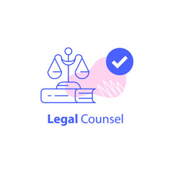 Lawyer or advocate firm, law services, legal councilor, court procedure
