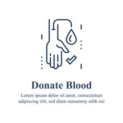 Donate blood concept, world donor day, hand and drop, save life