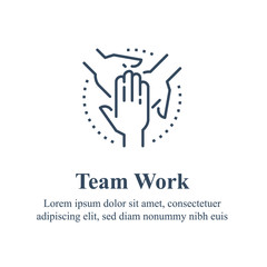 Team work, cooperation or collaboration, unity concept, employee engagement, crossed hand