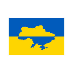 Ukrainian flag with the map on it. Stock Vector illustration isolated on white background.