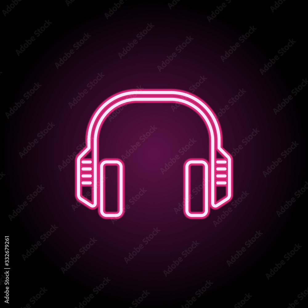 Poster headphone neon icon. simple thin line, outline vector of computer parts icons for ui and ux, website