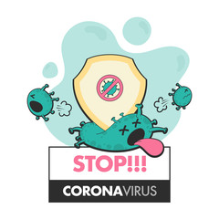 Illustration Vector Graphic of Stop Corona Virus with Defeat the Virus Concept