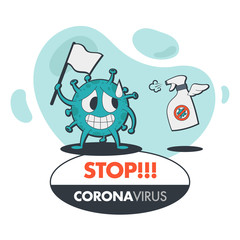 Illustration Vector Graphic of Stop Corona Virus, Defeat the Virus with Anti Virus Formula Concept