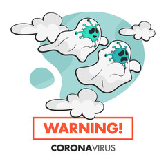 Illustration Vector Graphic of Corona Virus Warning from the Air with Ghost Concept