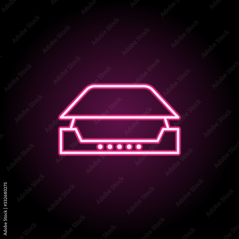 Poster pc scanner neon icon. simple thin line, outline vector of computer parts icons for ui and ux, websit