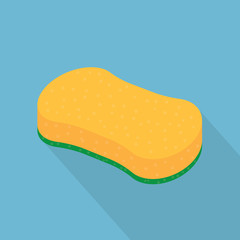 yellow cleaning sponge icon- vector illustration
