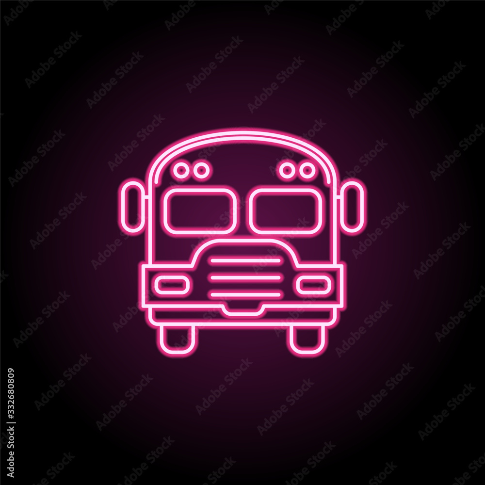 Poster school bus neon icon. simple thin line, outline vector of education icons for ui and ux, website or 