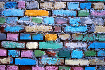 multi colored old brick wall