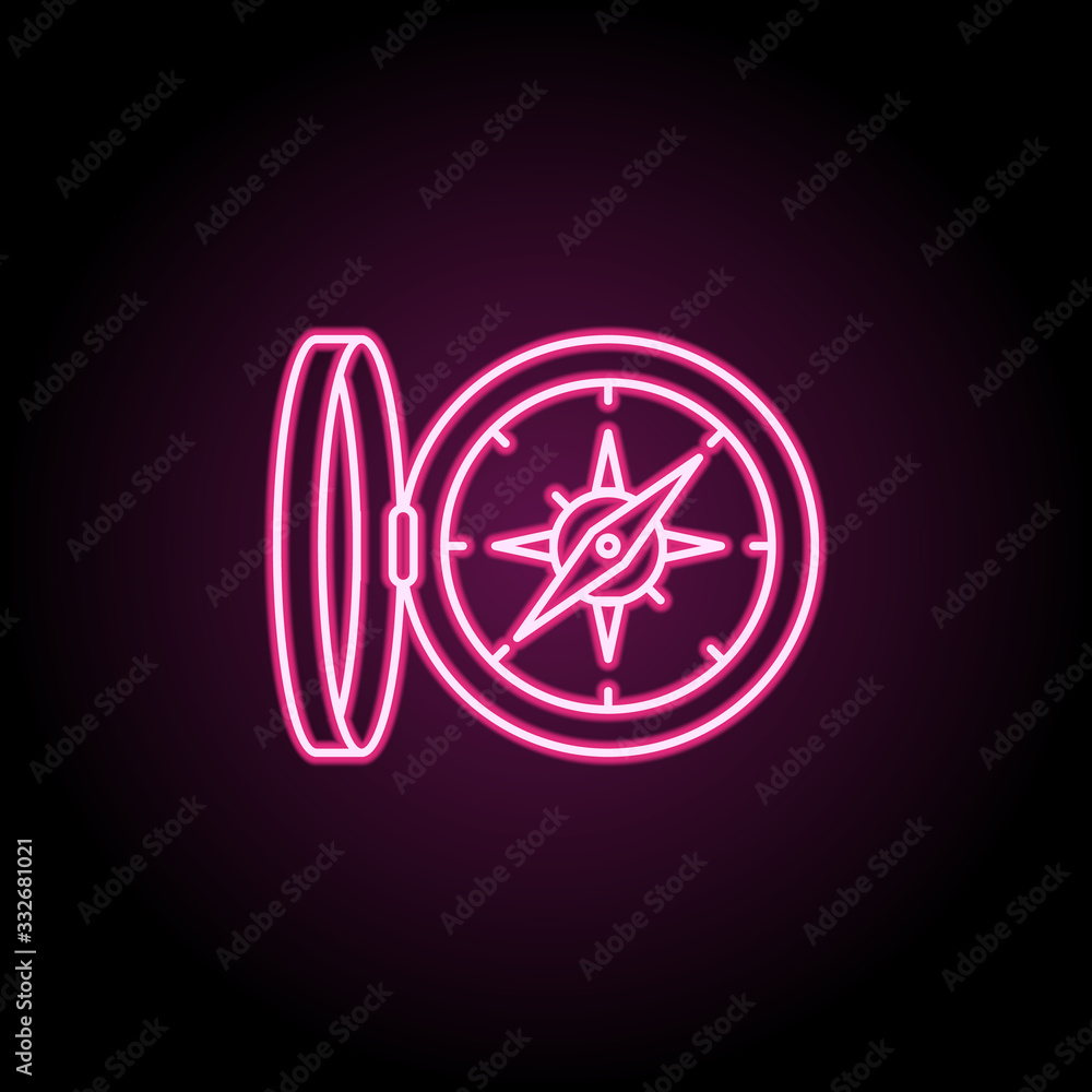 Poster compasses neon icon. simple thin line, outline vector of education icons for ui and ux, website or m