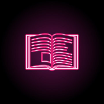 Open book neon icon. Simple thin line, outline vector of education icons for ui and ux, website or mobile application