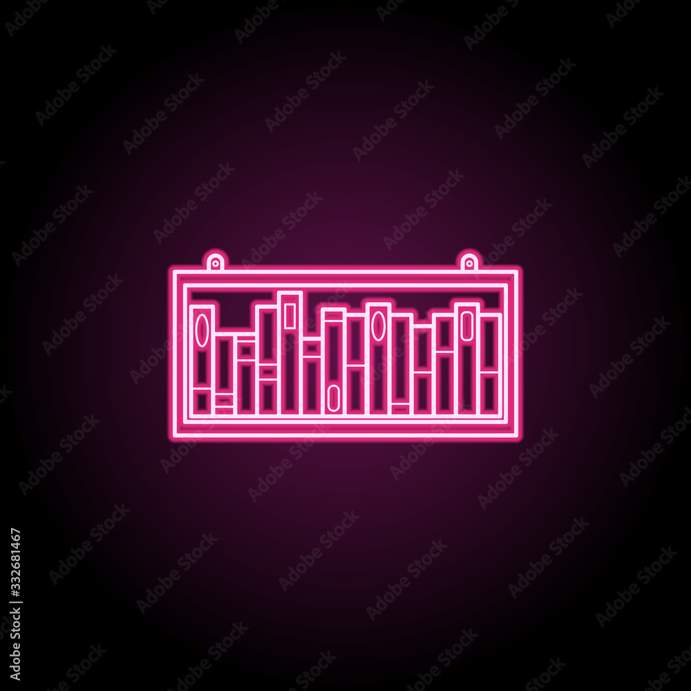 Poster bookshelf neon icon. simple thin line, outline vector of education icons for ui and ux, website or m