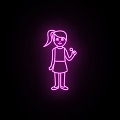 The first period of the girl's childhood neon icon. Simple thin line, outline vector of generation icons for ui and ux, website or mobile application