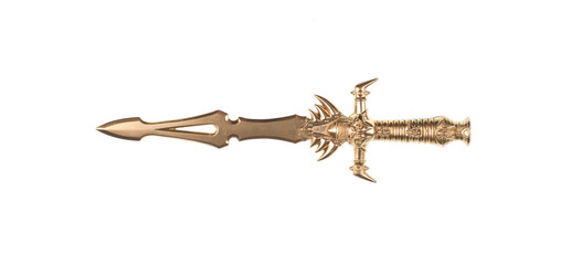 golden ceremonial knife isolated on white background