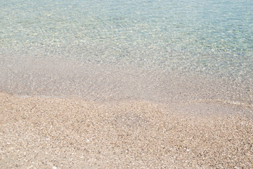 Beach Sand And Turquoise Ocean Water / Sea Beach Clear Water / Summer Vacation
