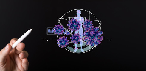 flu virus attack digital 3d