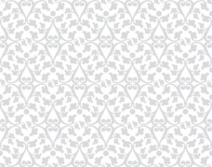 Vector seamless bright classic baroque pattern. White background.