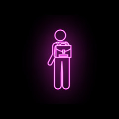 Man with backpack neon icon. Simple thin line, outline vector of male bag and luggage icons for ui and ux, website or mobile application