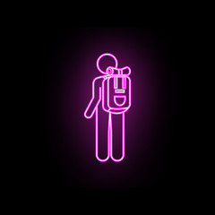 Man with rucksack neon icon. Simple thin line, outline vector of male bag and luggage icons for ui and ux, website or mobile application