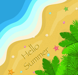 Summer sea, ocean and beach postcard