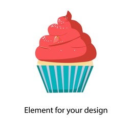 Cupcake, Muffin. Vector illustration isolated on a white background..