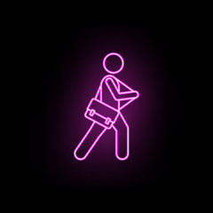 Man with messenger bag neon icon. Simple thin line, outline vector of male bag and luggage icons for ui and ux, website or mobile application