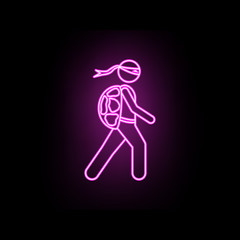 Man with turtle shell neon icon. Simple thin line, outline vector of male bag and luggage icons for ui and ux, website or mobile application