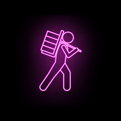 Man with weight neon icon. Simple thin line, outline vector of male bag and luggage icons for ui and ux, website or mobile application
