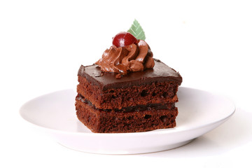sweet chocolate fruitcake with cherry