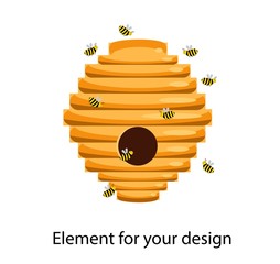 House for the bees. Bee hive. Vector illustration isolated on a white background..