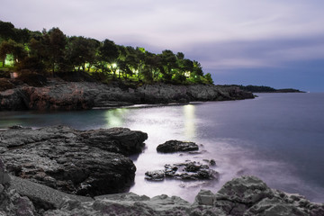 Adriatic Coast At Night Sea Shore Water Reflection Island Photography
