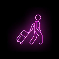 Man with luggage neon icon. Simple thin line, outline vector of male bag and luggage icons for ui and ux, website or mobile application