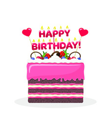 Fruit birthday cake with frosting and candles