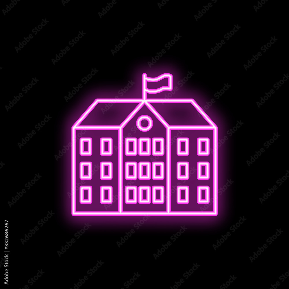 Poster school building neon icon. simple thin line, outline vector of school icons for ui and ux, website o